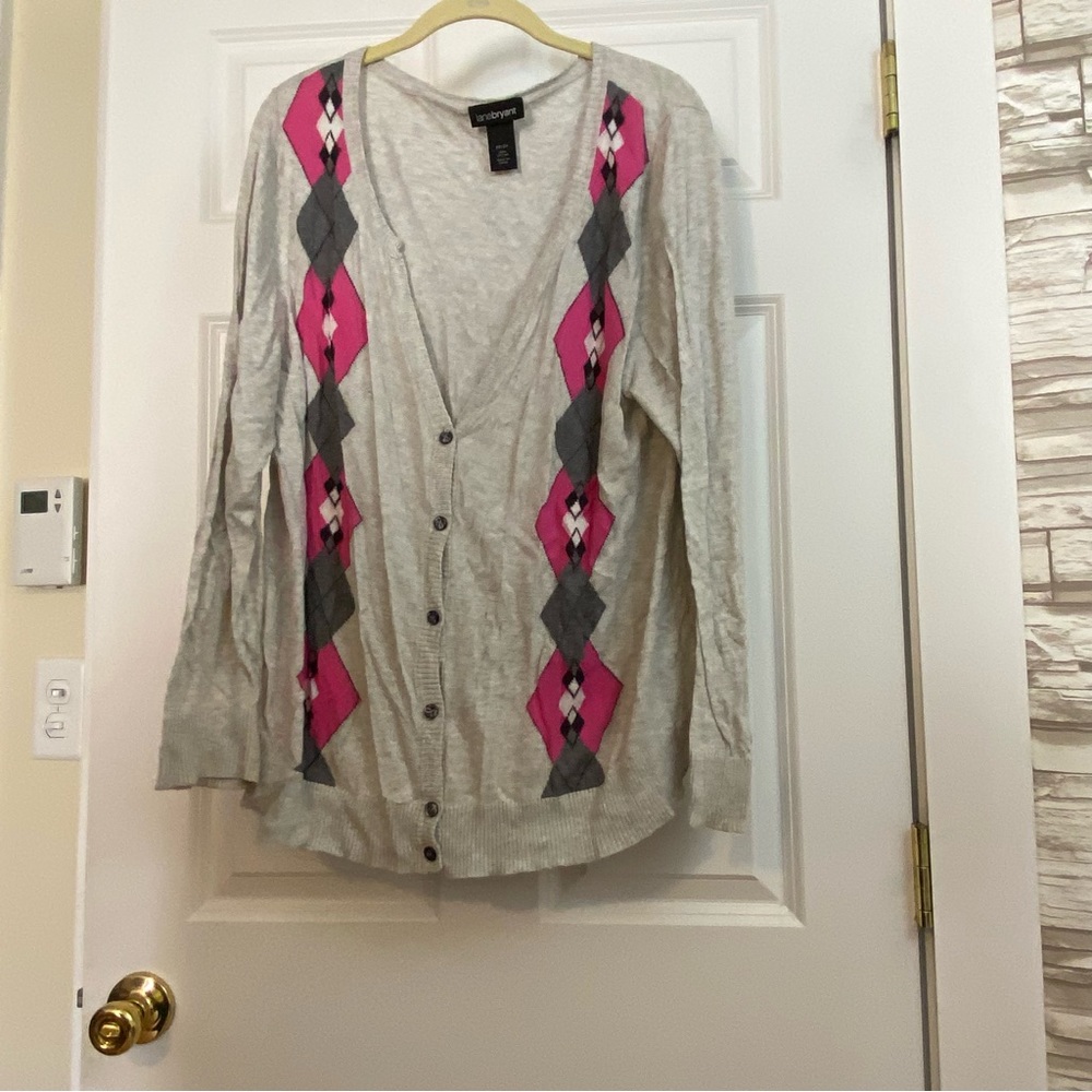 Lane Bryant argyle button front cardi size 22/24